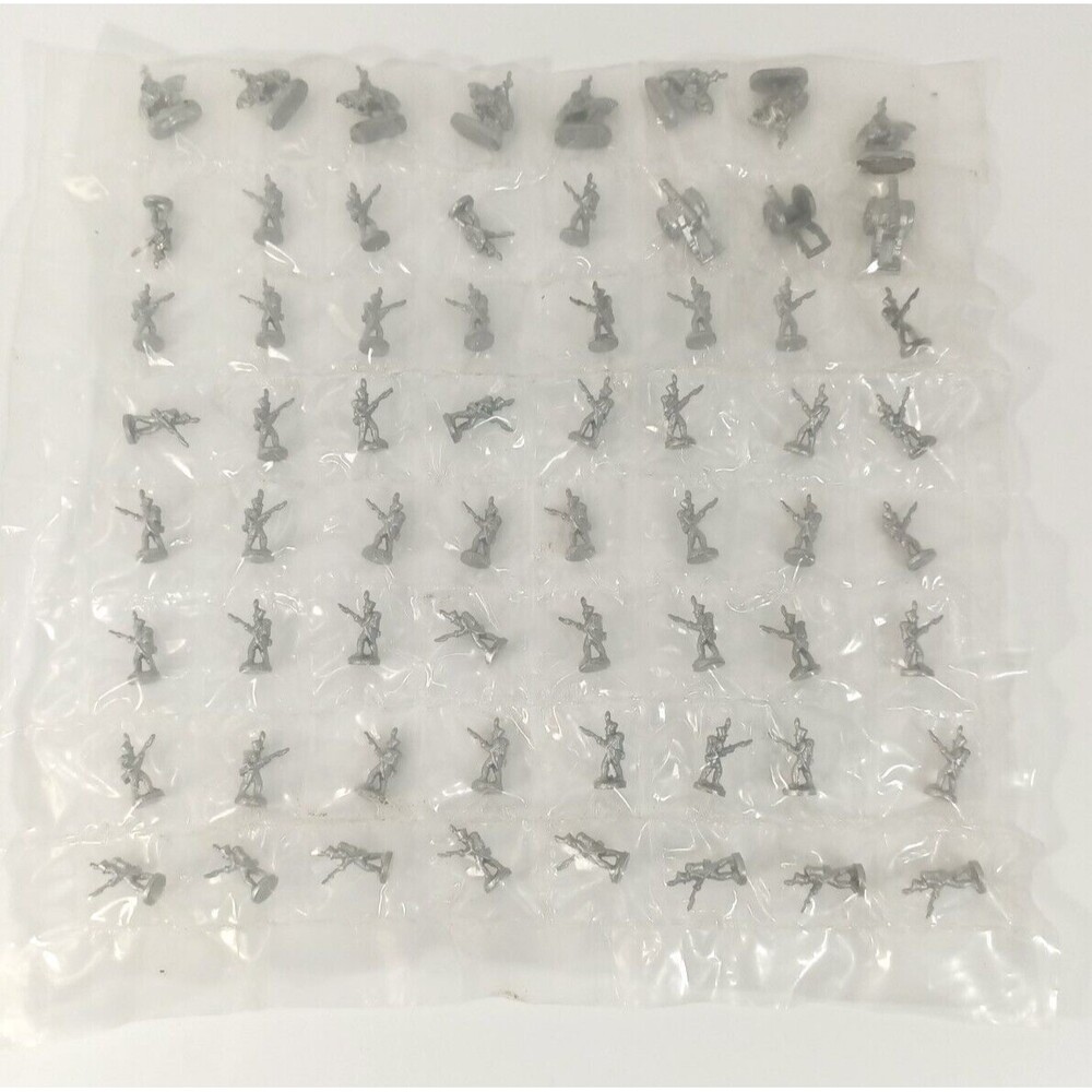Mini Silver Tone Soldiers Horses Cannons Individually Sealed One Loose Lot Of 64